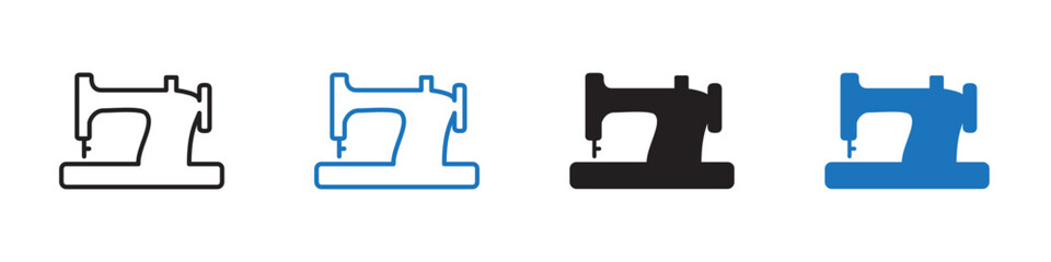 Sewing machine icon linear graphics set vector in black