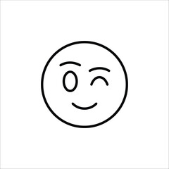 Winking emoji icon. Simple winking face emoji for social media, app, and web design. Vector illustration