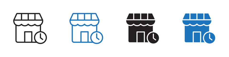 Store timmings icon linear graphics set vector in black