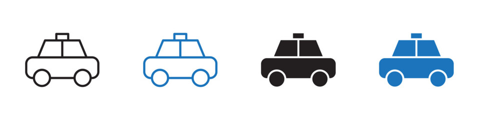 Taxi icon linear graphics set vector in black