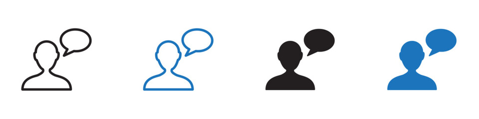 Thinking icon linear graphics set vector in black