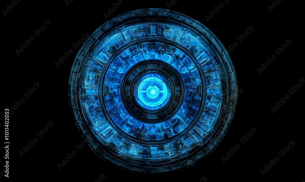 Aufkleber hud interface with abstract futuristic circle round glowing technology frame.