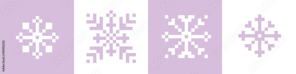 Aufkleber minimalist winter seamless pattern. pixel snowflake. xmas elements in pixel art. mood of 90's aesthe