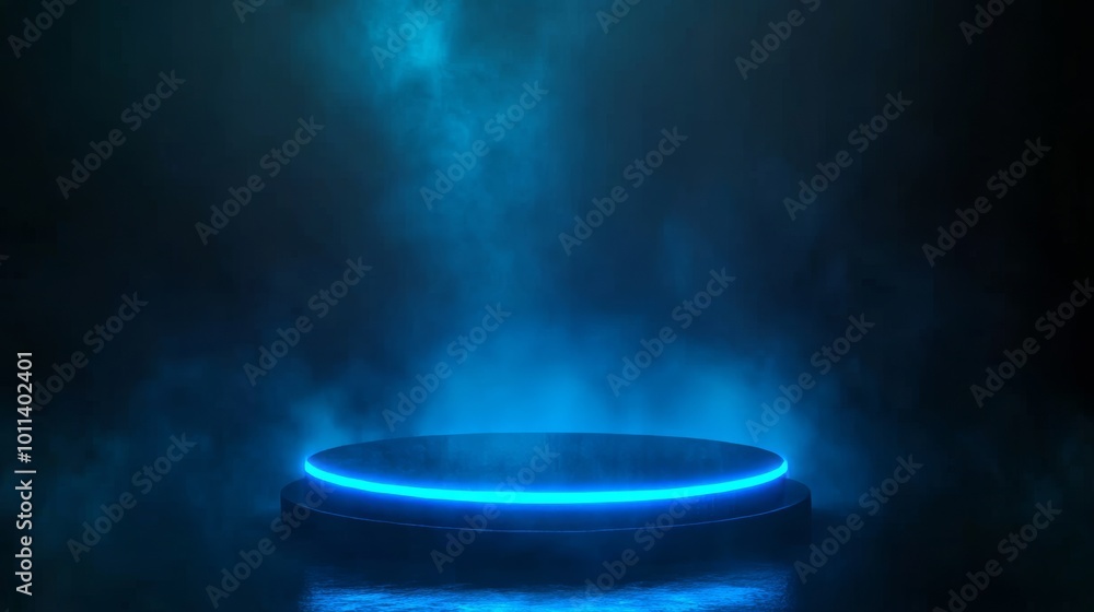 Poster future network concept fhd. circle hud interface. digital data network protection. blue hologram but