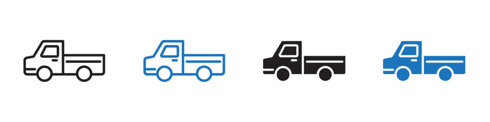 Truck icon linear graphics set vector in black