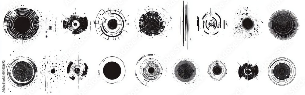 Poster future futuristic icon design set with hud elements