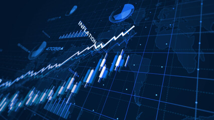 Inflation and recession crisis charts and graphs diagram