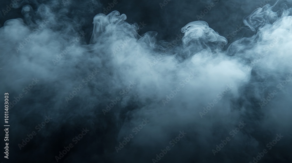 Poster a smooth, flowing smoke pattern on a dark background with a large, clear area for text