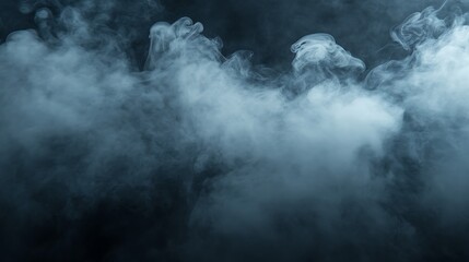 Fototapeta premium A smooth, flowing smoke pattern on a dark background with a large, clear area for text