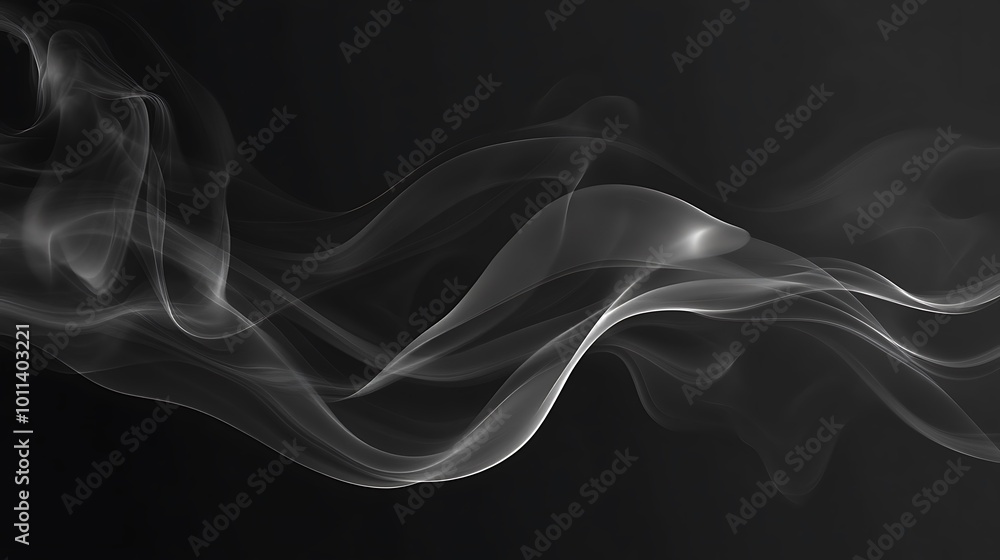 Aufkleber a smooth, flowing smoke pattern on a dark background with a large, clear area for text