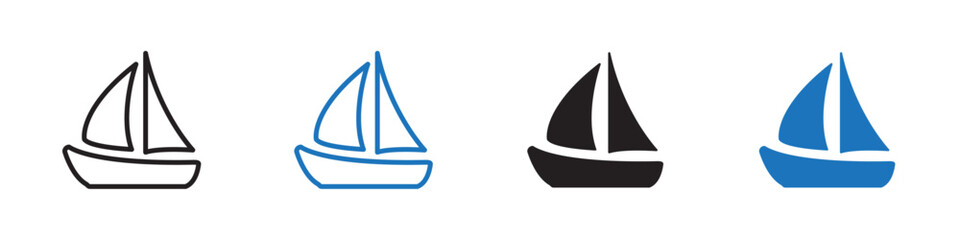 Yacth icon linear graphics set vector in black