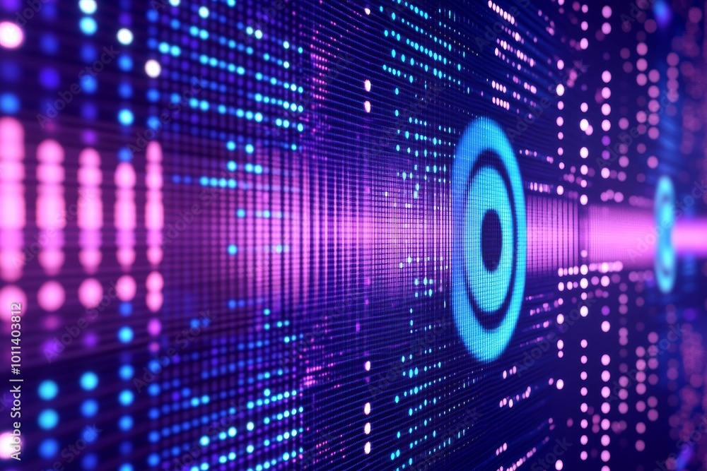 Poster stock technology created a futuristic abstract background with hud elements and glowing lights