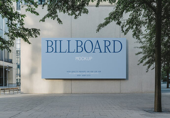 Horizontal Billboard on Concrete Building Mockup