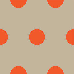 Orange polka dots on a gray background seamless pattern: a playful and jolly design perfect for vibrant festive background use, adding a cheerful touch to any project with its lively color contrast
