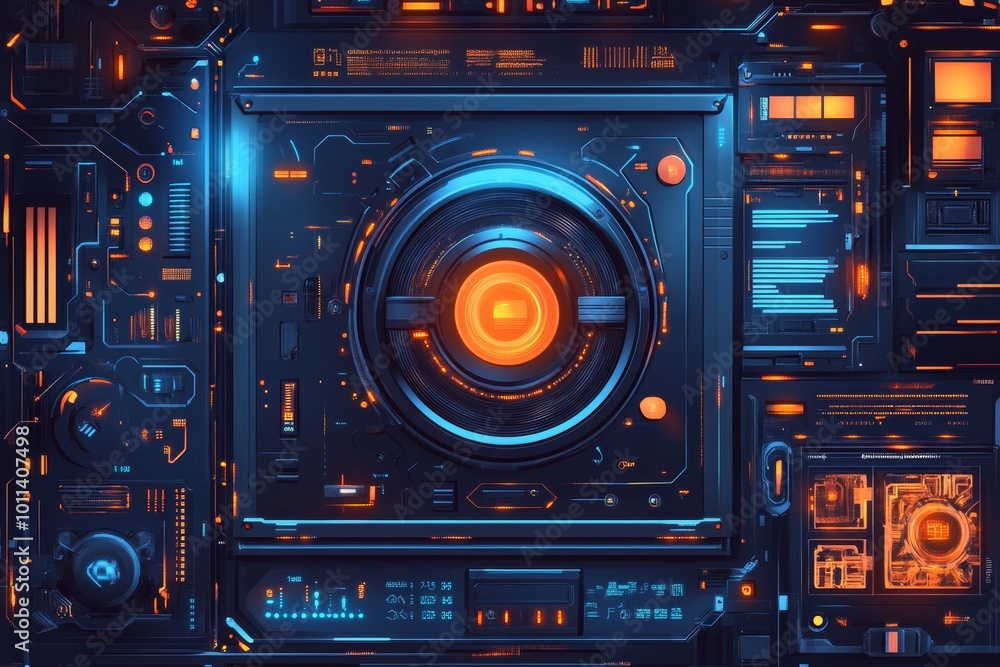 Poster ux design abstract technology concept. science and technology fusion with generative ai.