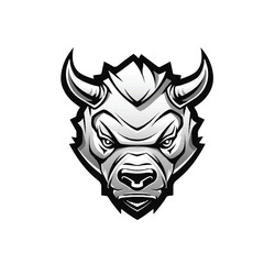 Obraz premium Rhinus Esport Logo in Vector Style with Black and White Background and Thicker Outline