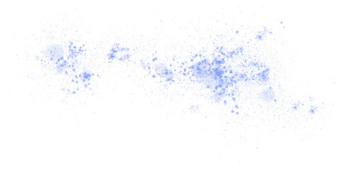 Blue glowing light effect with many glitter particles. Starry cloud with dust. Magic christmas decoration. Luminous bokeh softly shimmering blue light. Light abstract glowing lights. PNG.
