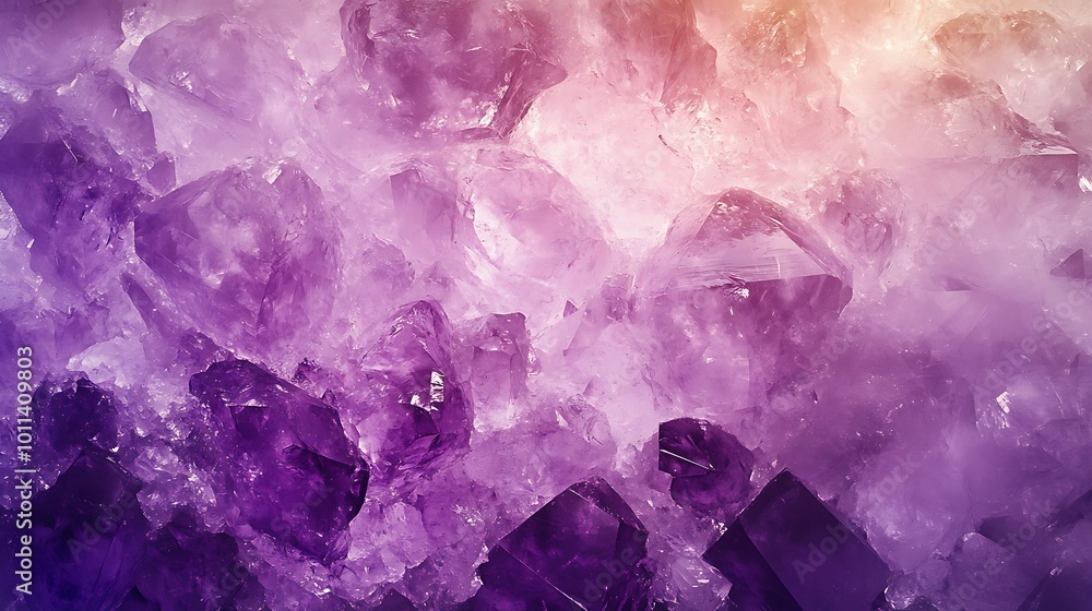 Poster a smooth, polished amethyst crystal background with a subtle texture and a large space for text