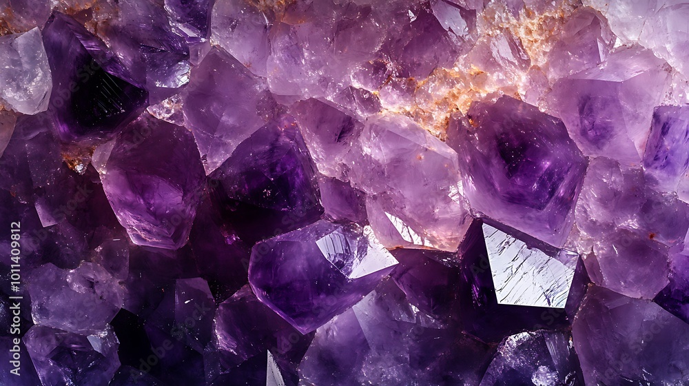 Poster a smooth, polished amethyst crystal background with a subtle texture and a large space for text