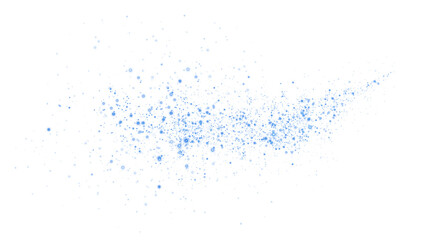 Blue glowing light effect with many glitter particles. Starry cloud with dust. Magic christmas decoration. Luminous bokeh softly shimmering blue light. Light abstract glowing lights. PNG.