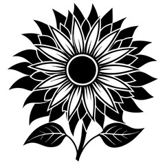 black and white flower vector