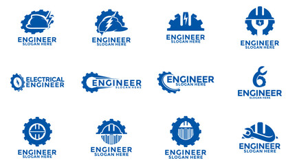 Set of Electrical Engineering Logo, Engineering Construction logo vector, Engineer logo icon collections