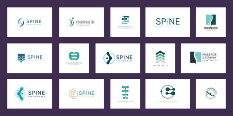 Chiropractic logo design collection with modern simple and creative