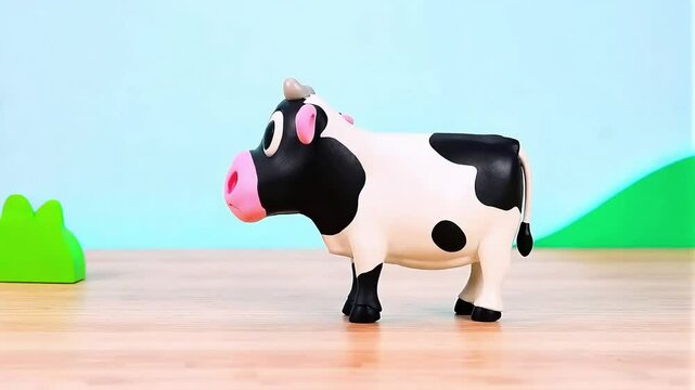 Stylish Cartoon Cow Walking on the floor