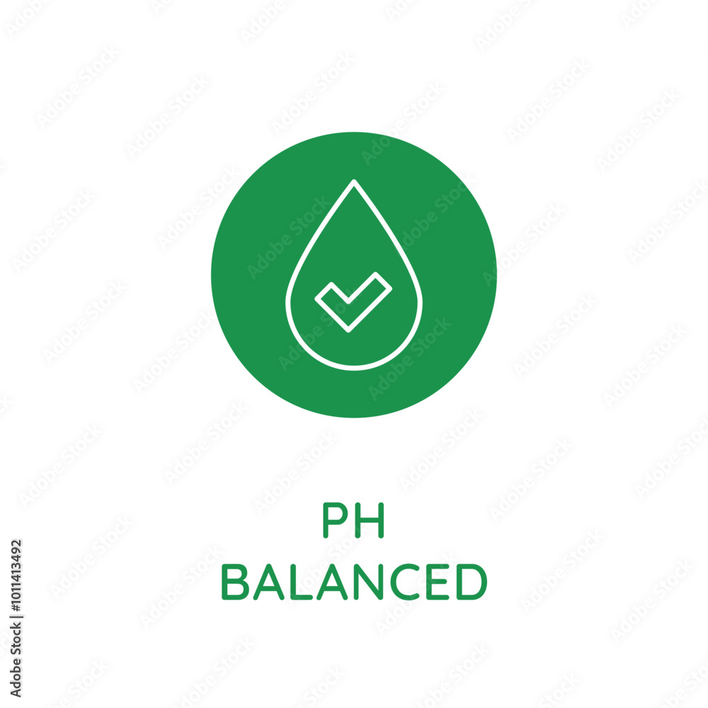 Poster Vector line design element, badge and icon for food and cosmetics packaging in mono linear style - ph balanced