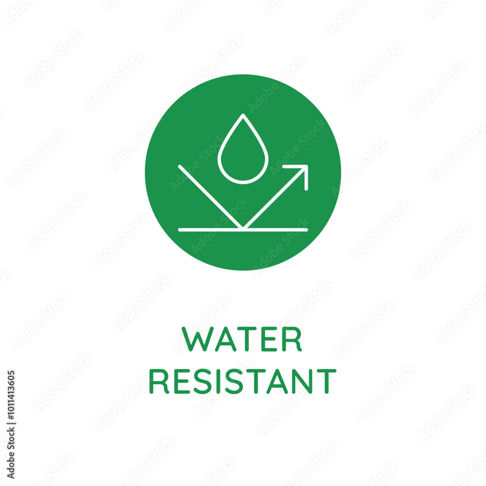 Poster Vector line design element, badge and icon for food and cosmetics packaging in mono linear style - water resistant