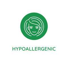 Vector line design element, badge and icon for food and cosmetics packaging in mono linear style - hypoallergenic