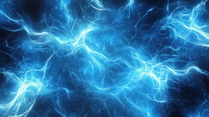 Fototapeta premium Abstract representation of electric blue energy and light patterns in a dark background.