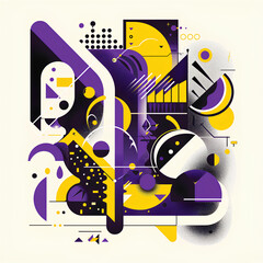 Geometric Abstract Artwork with Bold Shapes and Dynamic Patterns