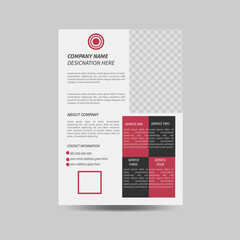 Corporate business flyer with red,black and white color.Geomatic shape layout design