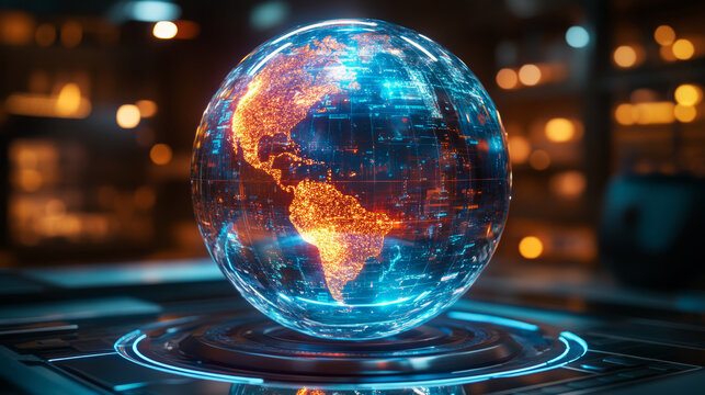 A rotating globe visualizes live search queries, highlighting real-time global data connectivity
