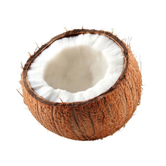 Freshly opened coconut showcasing its white flesh