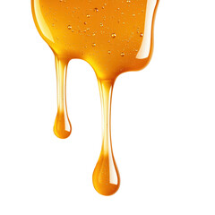 Golden honey dripping on a transparent background