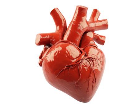Realistic human heart model, white isolated background