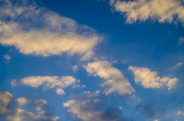 Majestic real sunrise sundown sky background with gentle colorful clouds