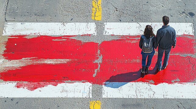 blood on the pedestrian crossing, a concept that draws attention to the safety of pedestrians	
