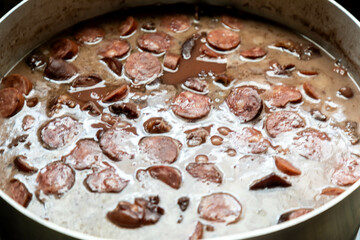 Classic Brazilian feijoada with traditional ingredients