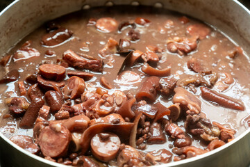 Classic Brazilian feijoada with traditional ingredients