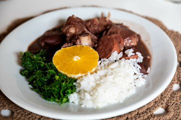 Classic Brazilian feijoada with traditional ingredients