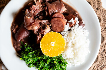 Classic Brazilian feijoada with traditional ingredients