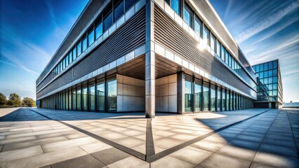 Modern building corner with sharp angles and dynamic shadows in abstract detail