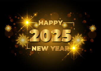 2025 happy new year golden greeting design