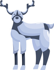 Robot reindeer with metal antlers standing still, a futuristic animal concept