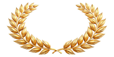 Golden laurel wreath, gold wreath and branches with leaves