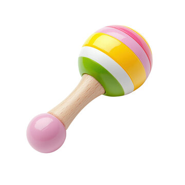 Colorful wooden baby rattle toy