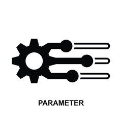 Parameter icon. The black parameter symbol isolated on background vector illustration.